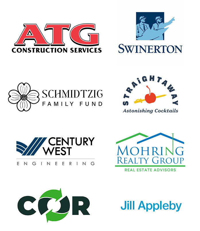 Sponsor logos including: ATG Construction Services, Swinerton, Schidtzig Family Fund, Straightaway Cocktails, Century West Engineering, Mohring Realty Group, City of Roses Disposal & Recycling, and in text: Jill Appleby.